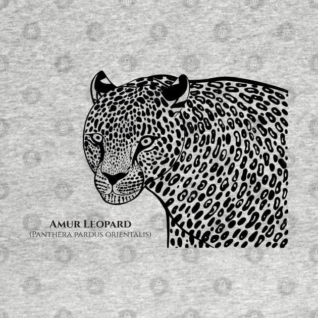 Amur Leopard with Common and Latin Names - endangered animal design by Green Paladin